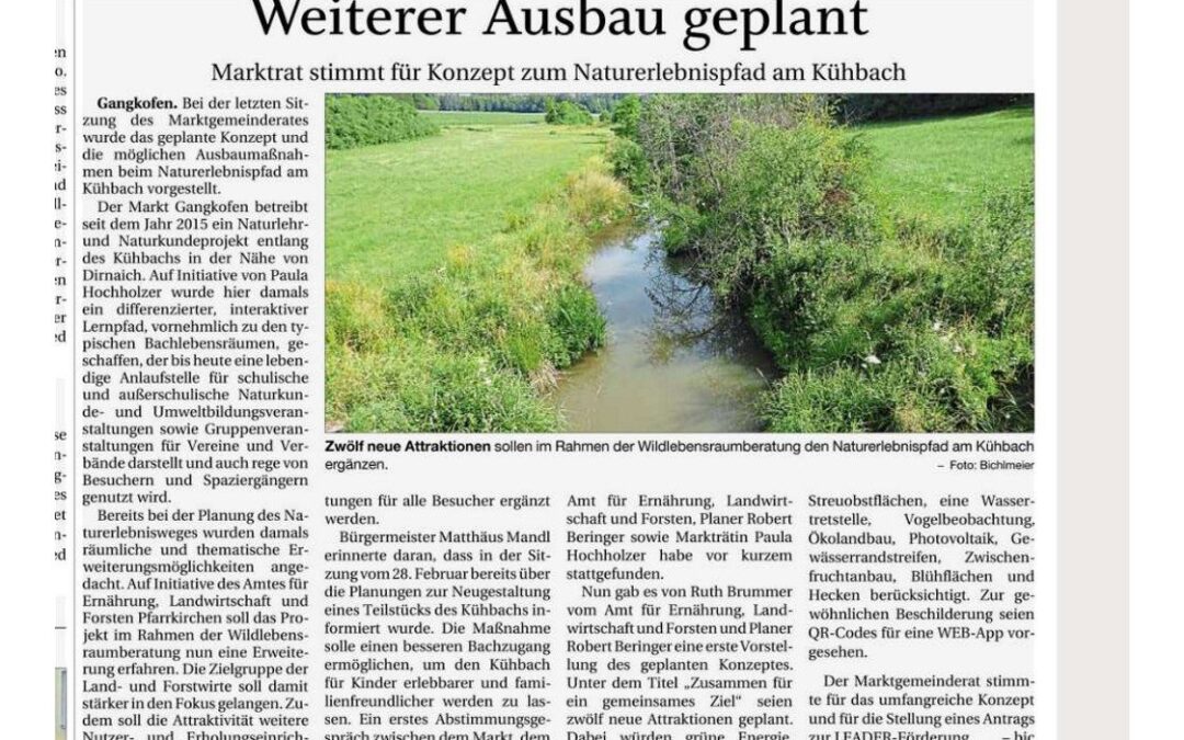 Naturerlebnispfad Kühbach / Gangkofen – Pressebericht (2023)